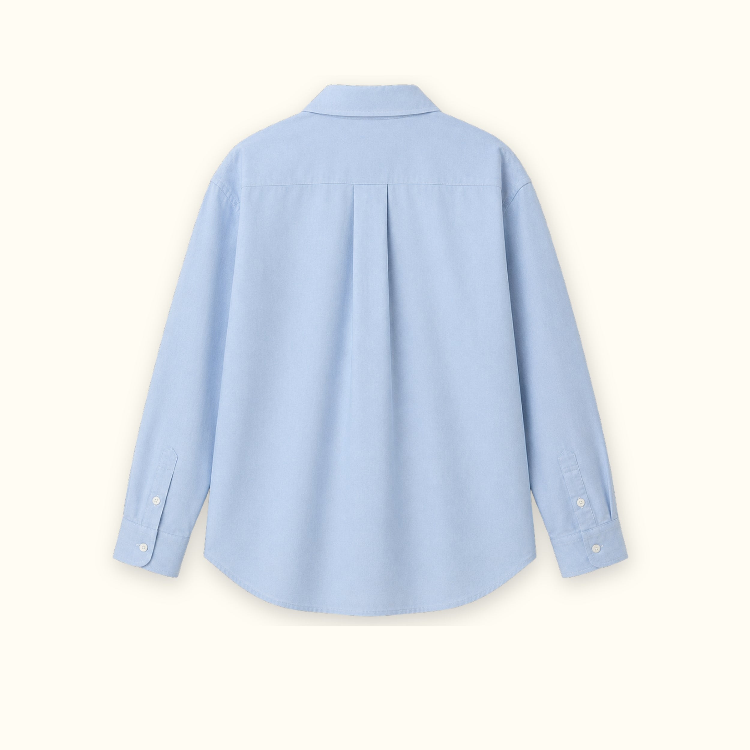 Medium Fit Oxford Shirt in Light Blue, back view, showing collar, hem and relaxed tailoring