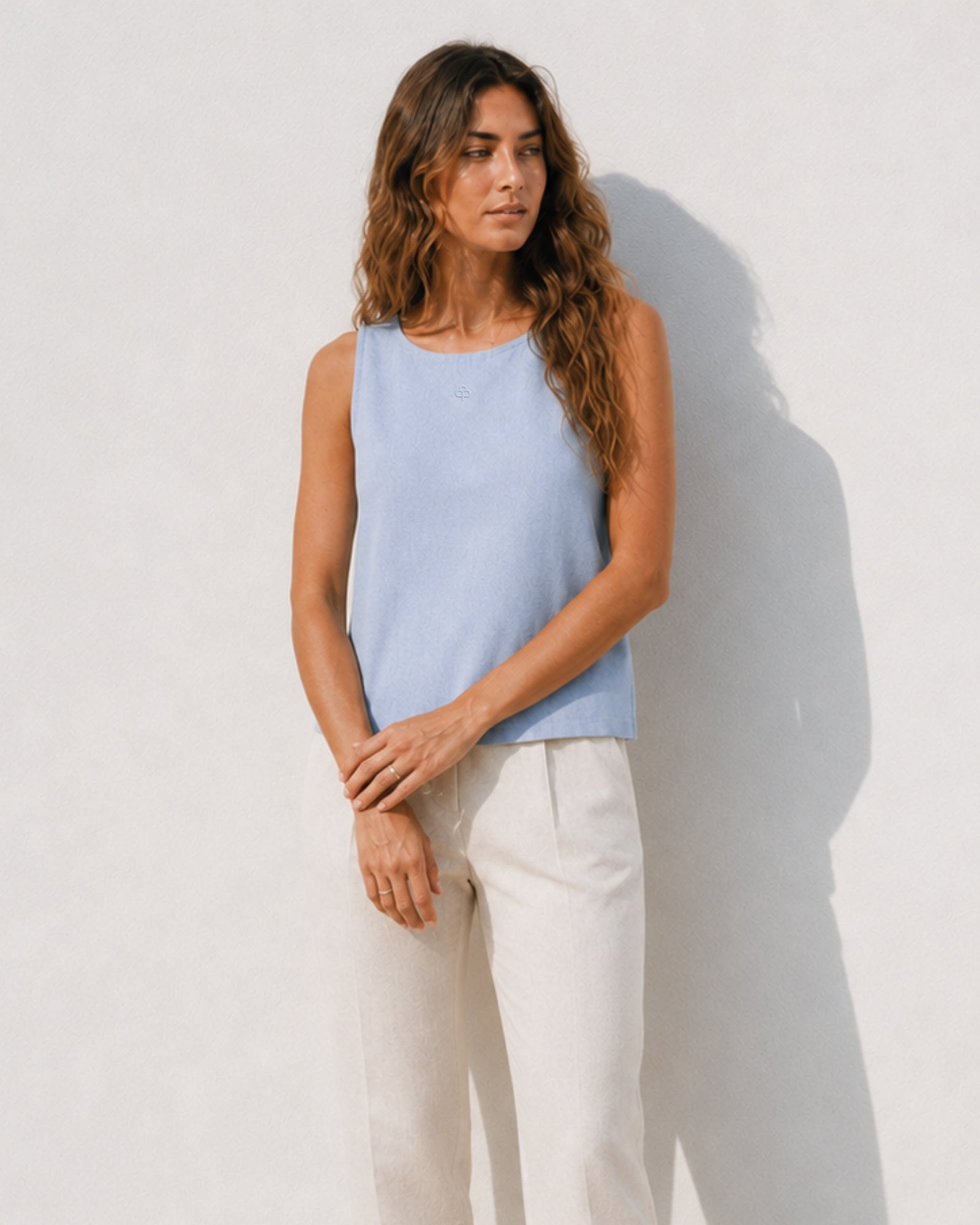 Top in lino senza maniche