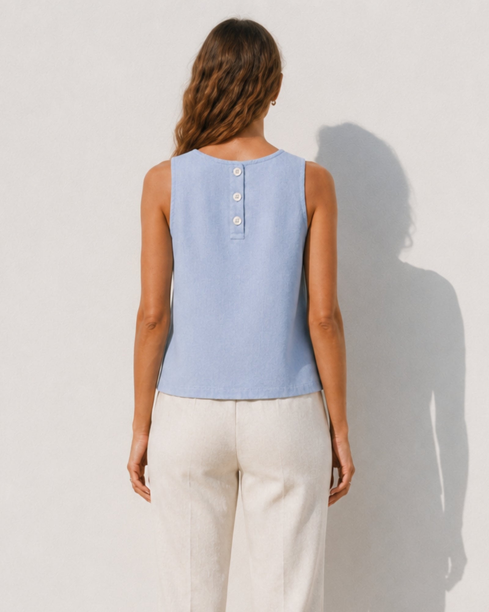 Top in lino senza maniche