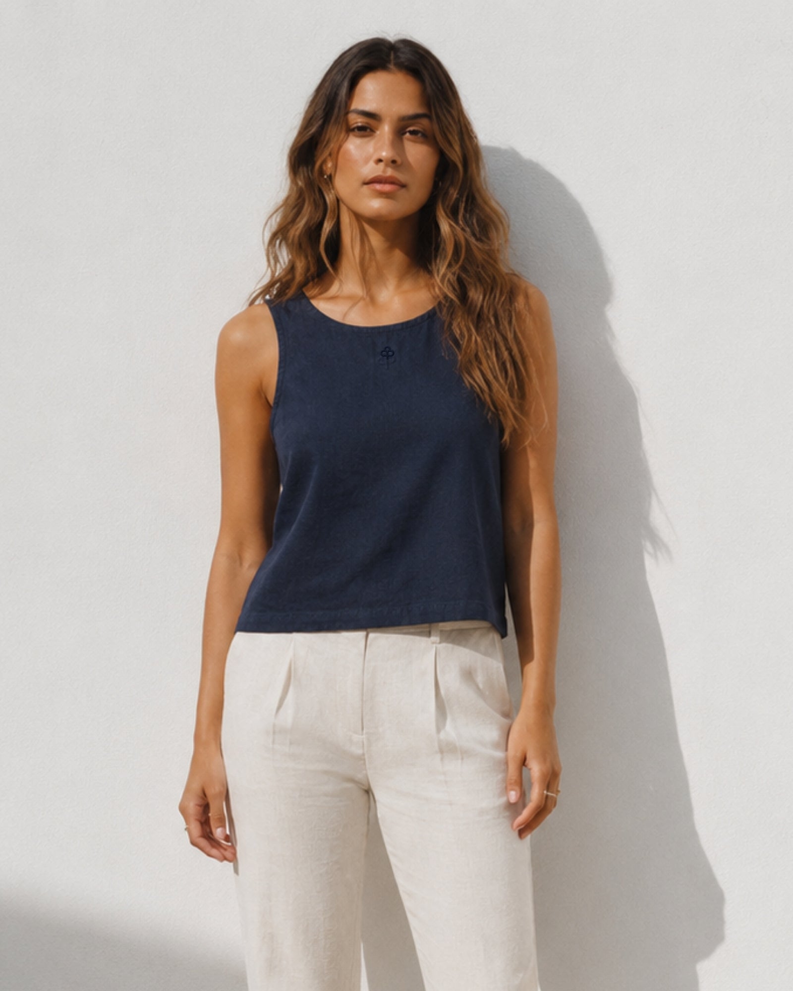 Top in lino senza maniche