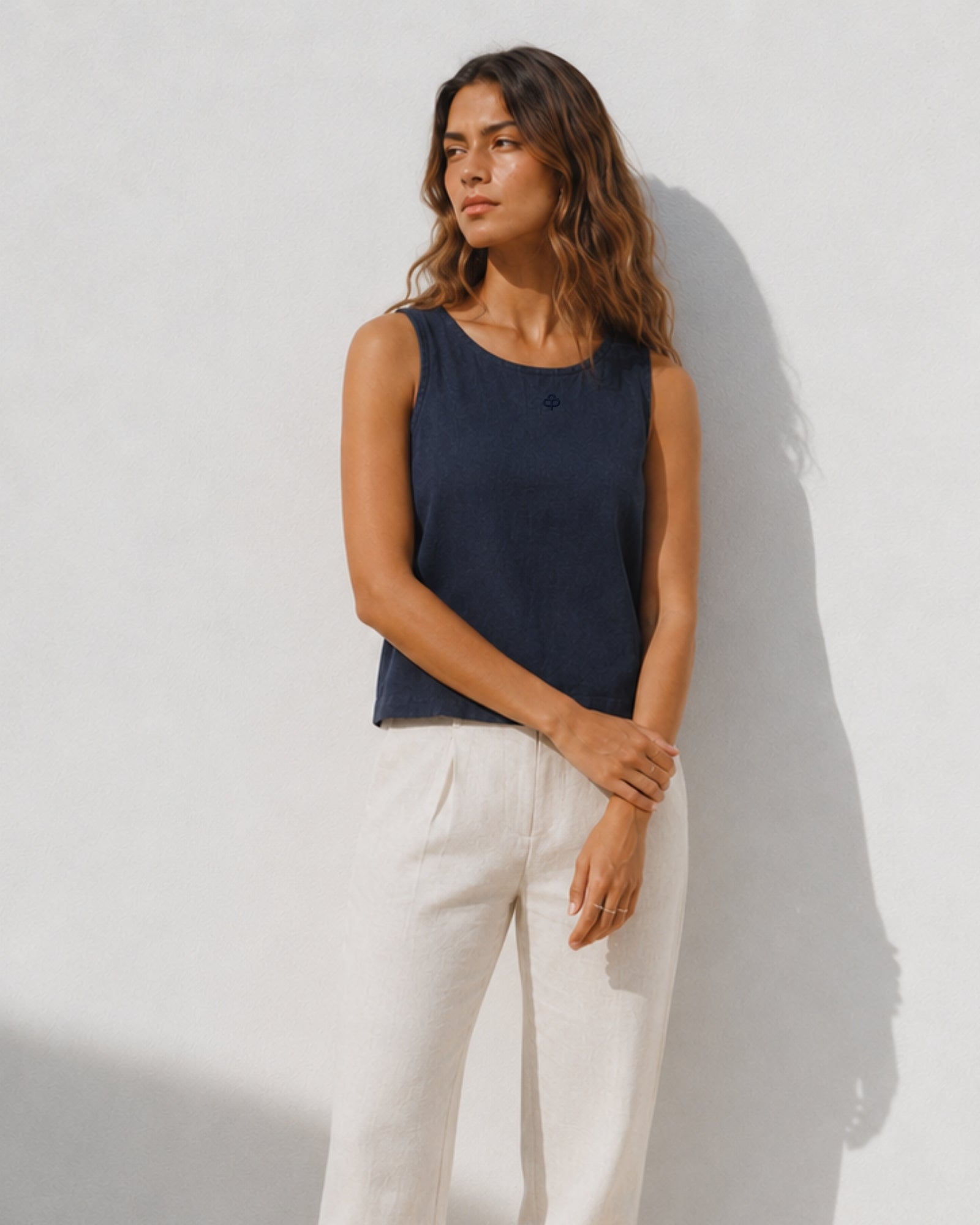 Top in lino senza maniche