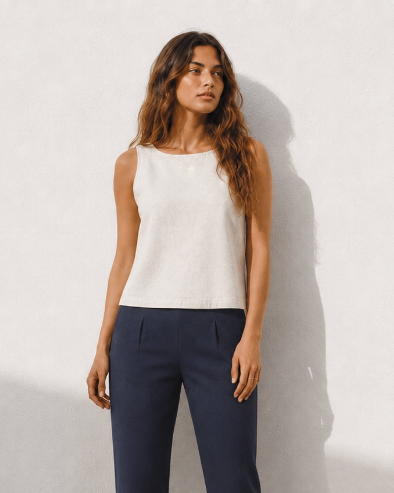 Top in lino senza maniche