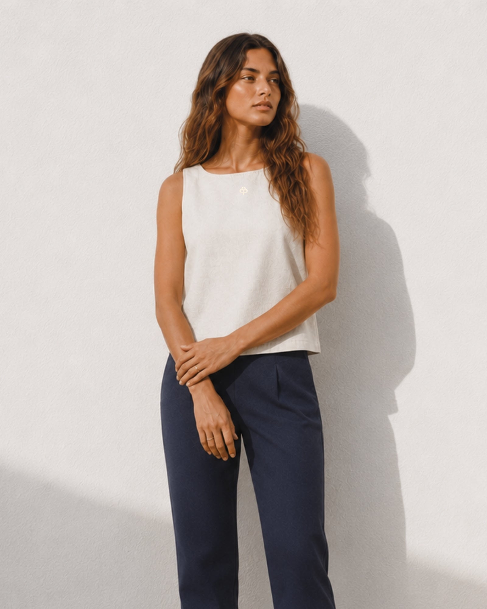 Top in lino senza maniche