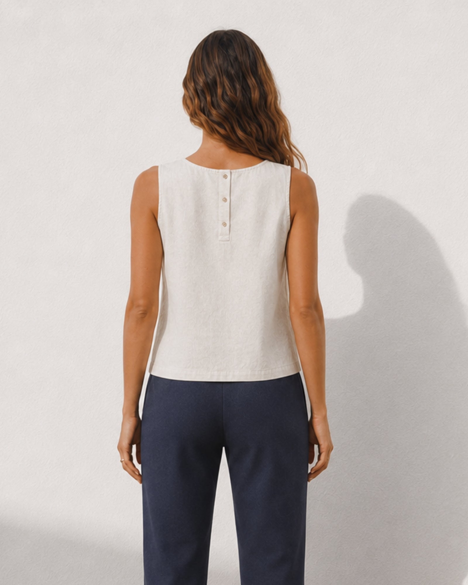 Top in lino senza maniche