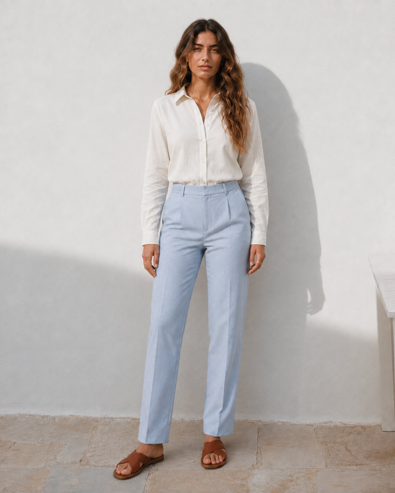 Pantaloni in lino straight leg