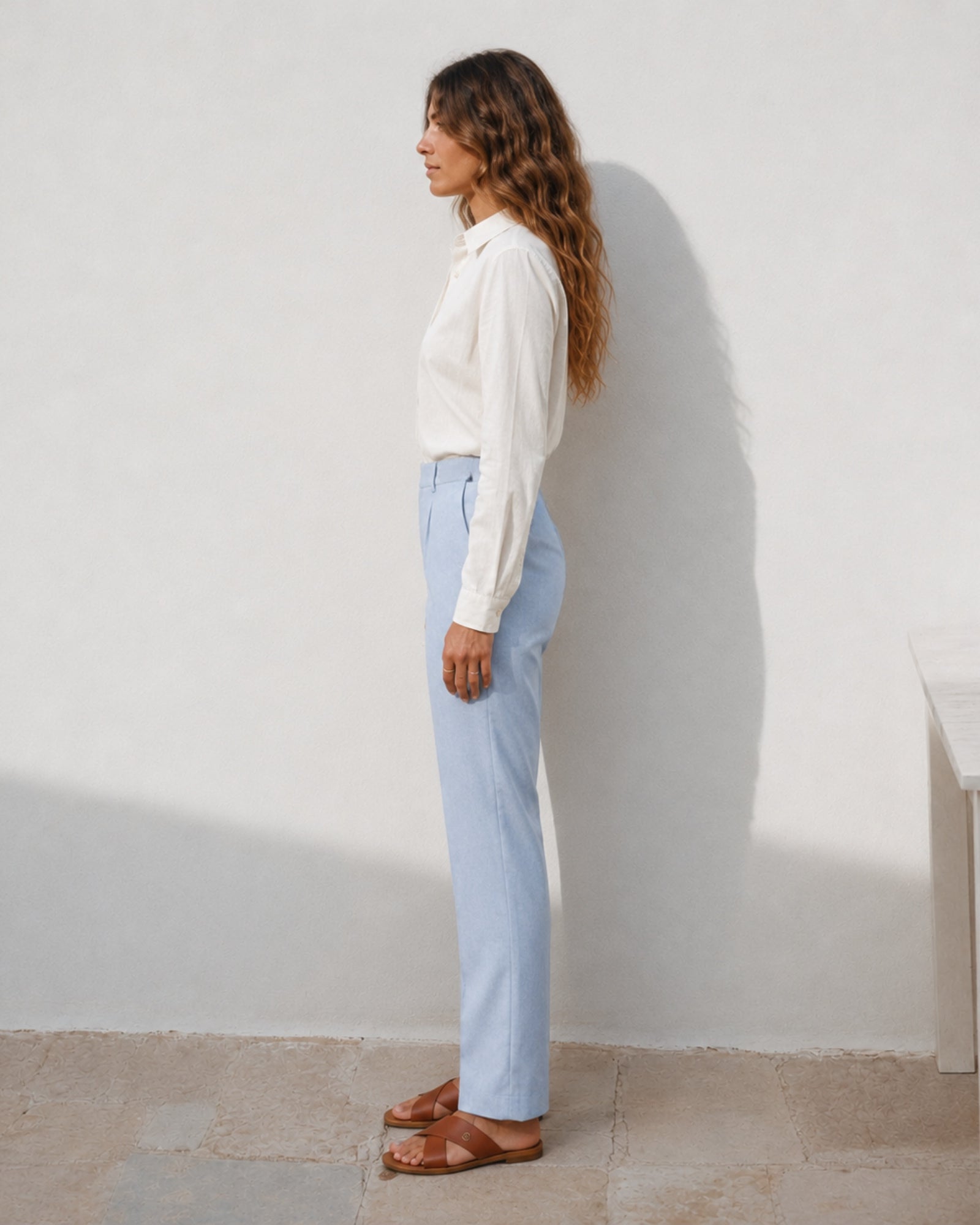 Pantaloni in lino straight leg