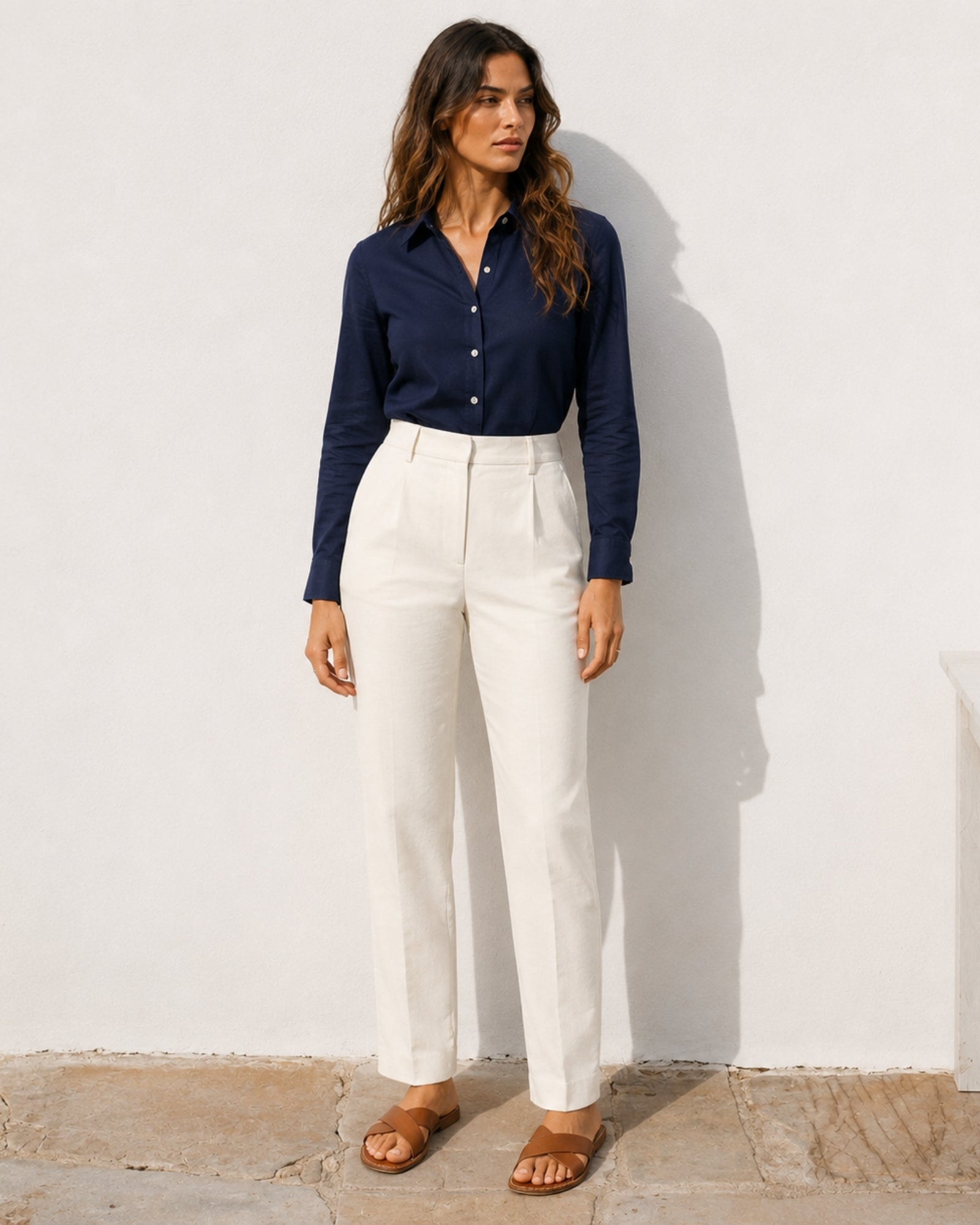 Pantaloni in lino straight leg