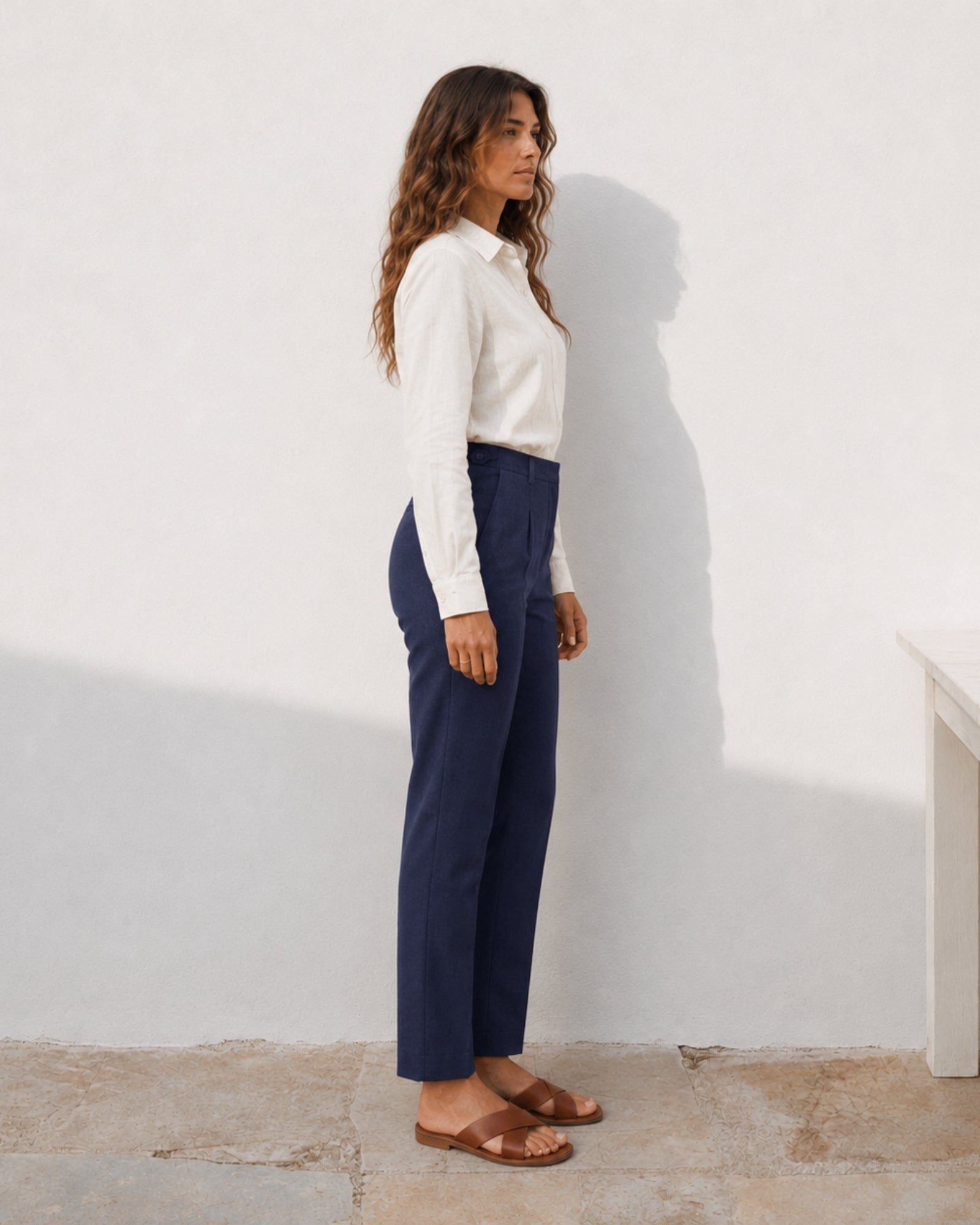 Pantaloni in lino straight leg
