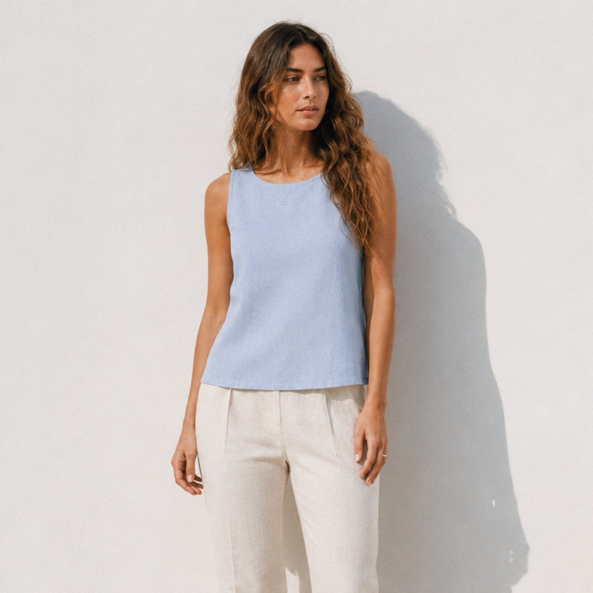 Top in lino senza maniche