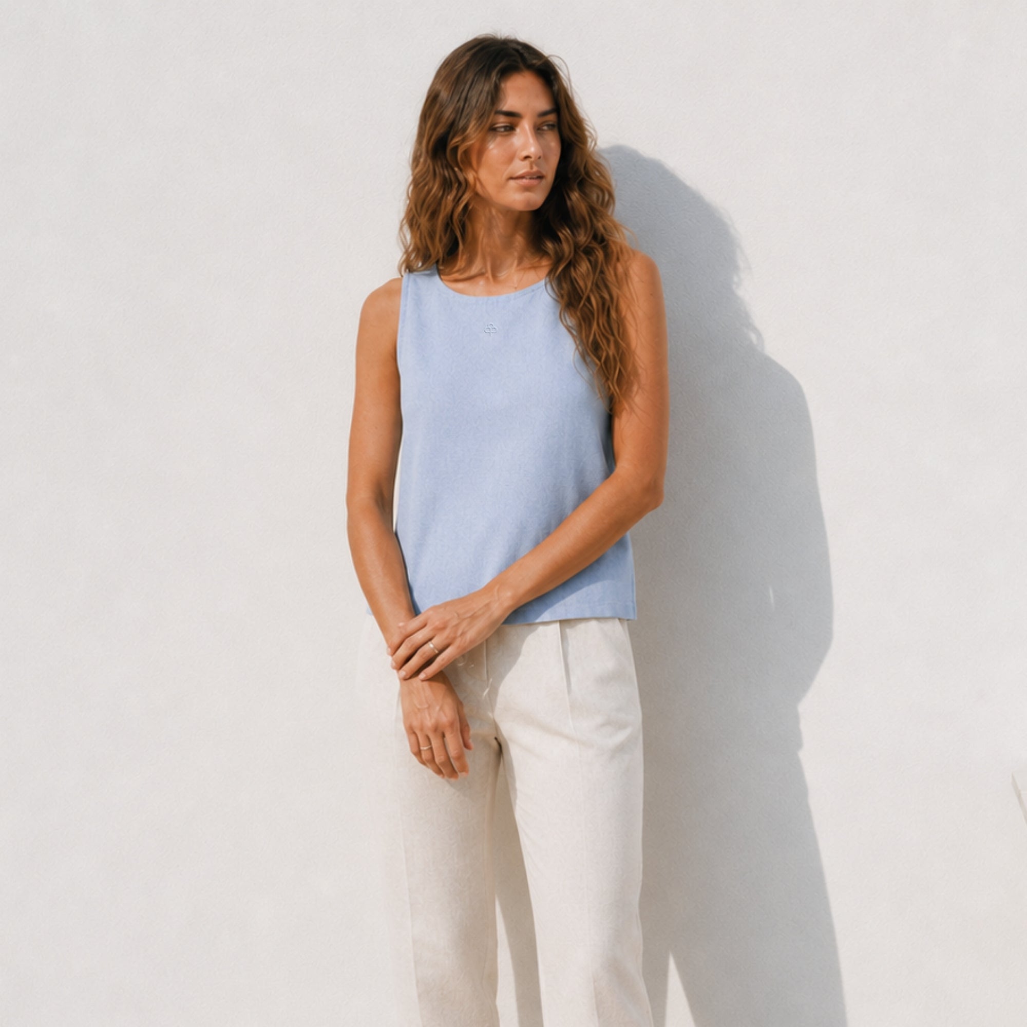 Top in lino senza maniche