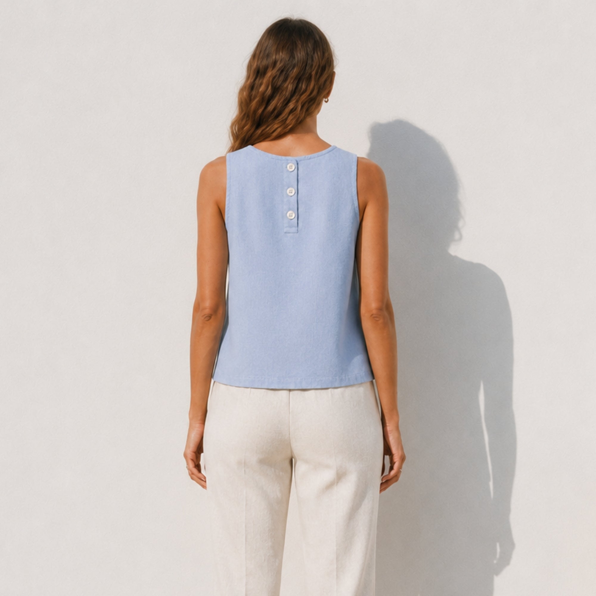 Top in lino senza maniche