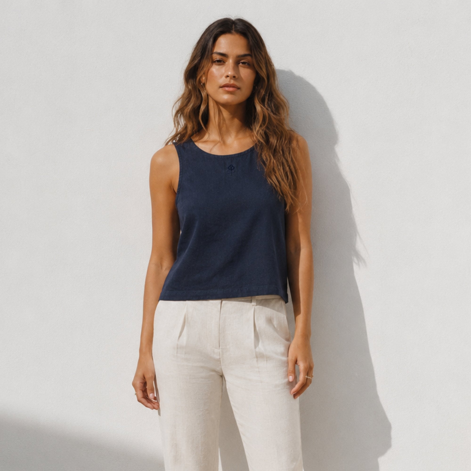 Top in lino senza maniche