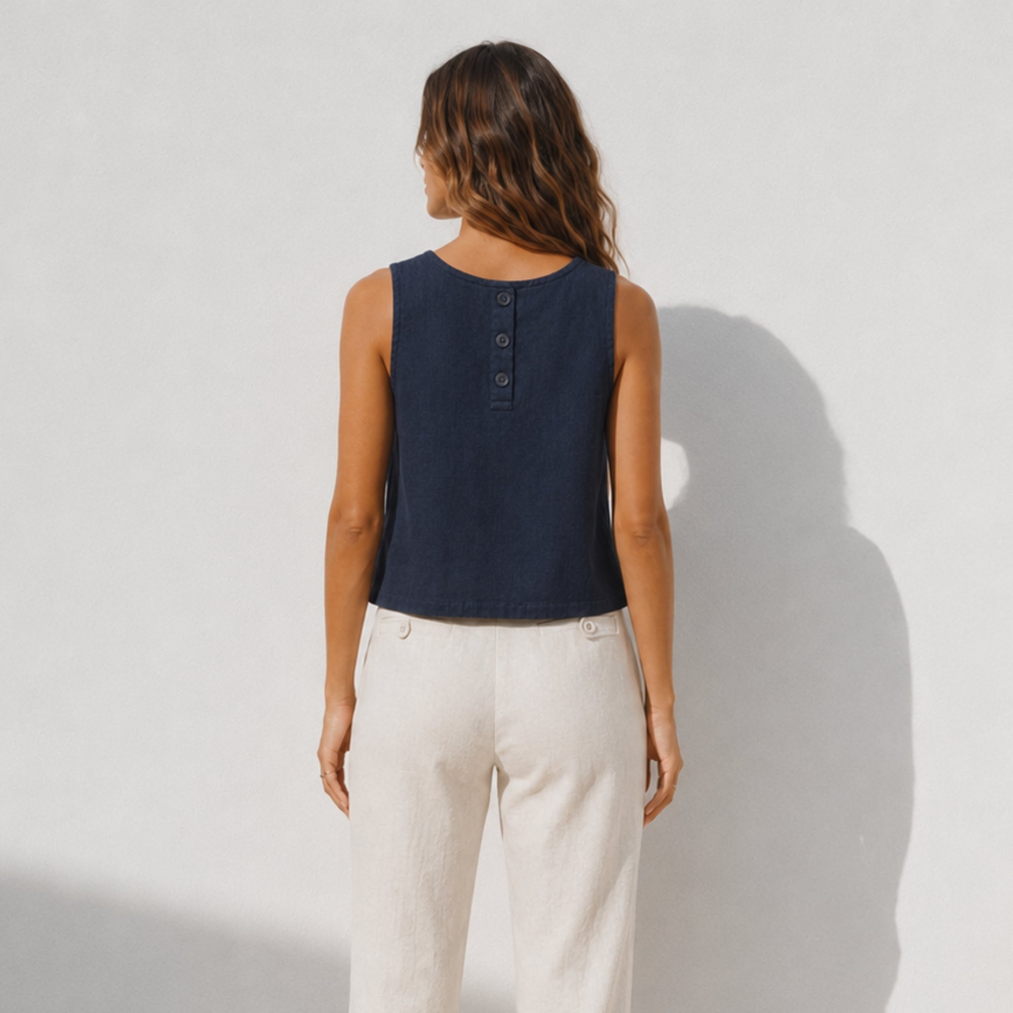 Top in lino senza maniche