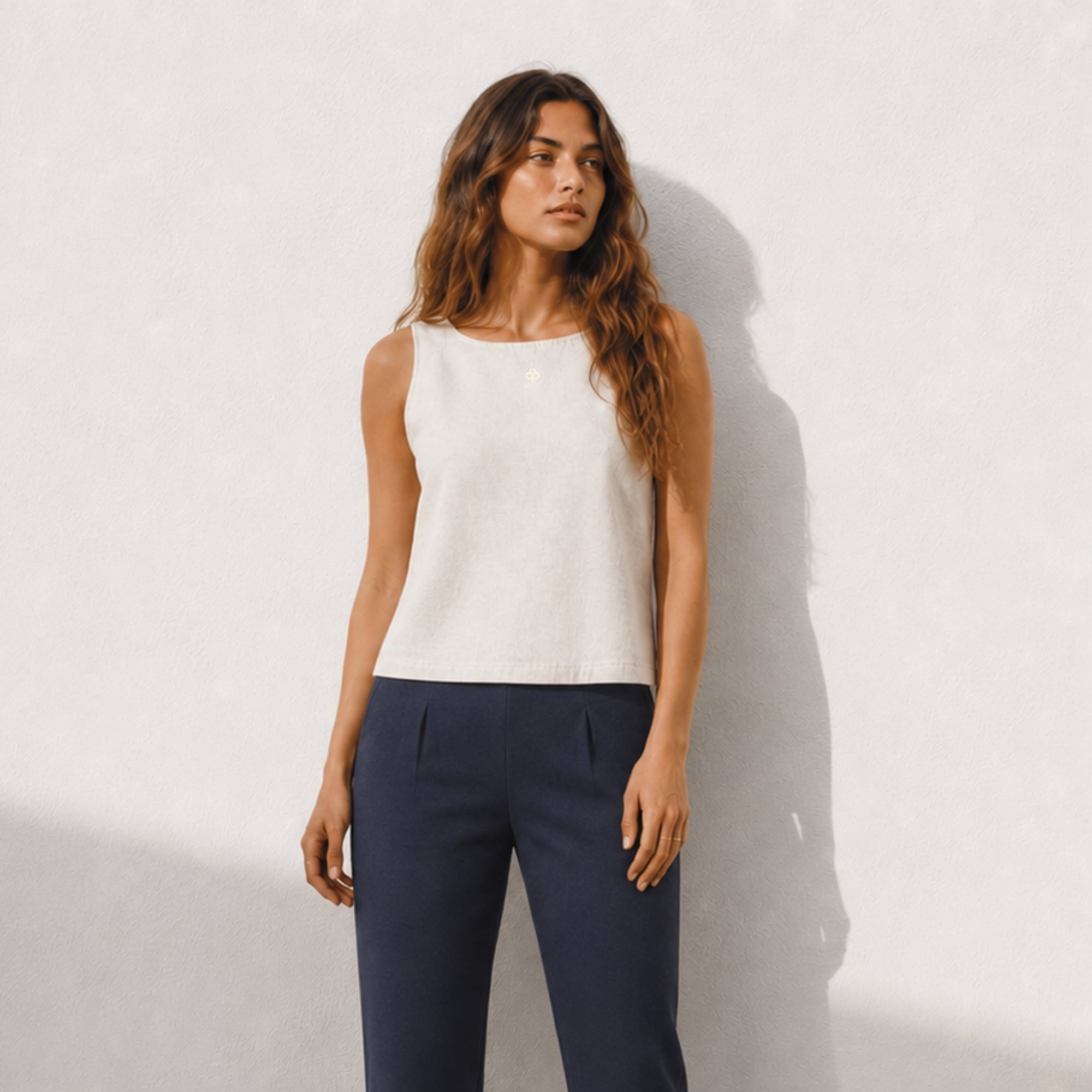 Top in lino senza maniche