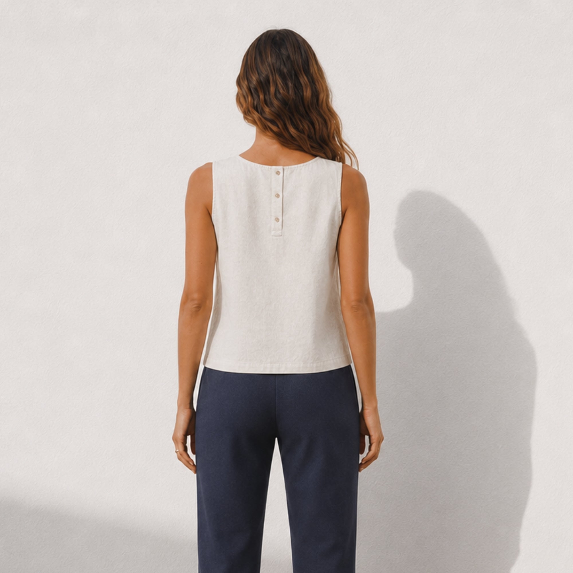 Top in lino senza maniche